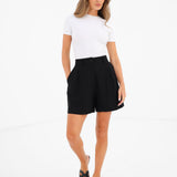 Alessia Linen Shorts - Black