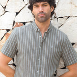 Lyon Short Sleeve Stripe Shirt - Brown