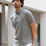 Lyon Short Sleeve Stripe Shirt - Brown