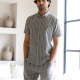 Lyon Short Sleeve Stripe Shirt - Brown