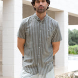 Lyon Short Sleeve Stripe Shirt - Brown