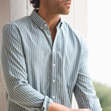 Oskar Stripe Long Sleeve Shirt - Washed Teal