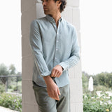 Oskar Stripe Long Sleeve Shirt - Washed Teal