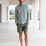 Oskar Stripe Long Sleeve Shirt - Washed Teal