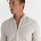 Oskar Stripe Long Sleeve Shirt - Brown