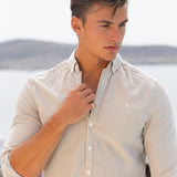 Oskar Stripe Long Sleeve Shirt - Brown