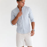 Oskar Stripe Long Sleeve Shirt - Light Blue