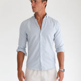Oskar Stripe Long Sleeve Shirt - Light Blue
