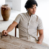 Oskar Short Sleeve Stripe Shirt - Brown