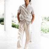 Oskar Short Sleeve Stripe Shirt - Brown
