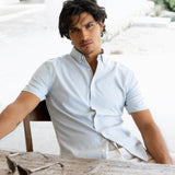 Oskar Short Sleeve Stripe Shirt - Light Blue