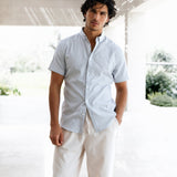 Oskar Short Sleeve Stripe Shirt - Light Blue