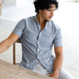 Oskar Short Sleeve Stripe Shirt - Navy