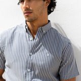 Oskar Short Sleeve Stripe Shirt - Navy