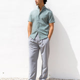 Oskar Short Sleeve Stripe Shirt - Washed Teal