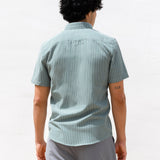 Oskar Short Sleeve Stripe Shirt - Washed Teal