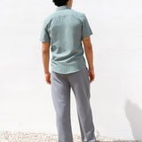 Oskar Short Sleeve Stripe Shirt - Washed Teal