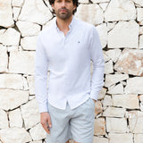 Oskar Relaxed Stripe Shorts - Light Blue