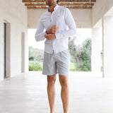 Oskar Relaxed Stripe Shorts - Light Blue