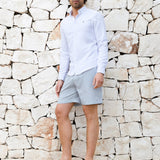 Oskar Relaxed Stripe Shorts - Light Blue