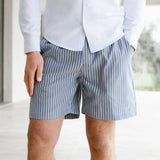 Oskar Relaxed Stripe Shorts - Navy