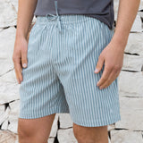 Oskar Relaxed Stripe Shorts - Washed Teal