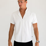 Ezra Short Sleeve Boxy Stripe Shirt - White & Beige