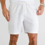 Ezra Relaxed Stripe Shorts - White & Beige