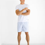 Ezra Relaxed Stripe Shorts - White & Blue