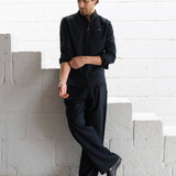 Freddie Relaxed Linen Trousers - Black
