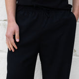 Freddie Relaxed Linen Trousers - Black