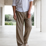 Freddie Relaxed Linen Trousers - Brown