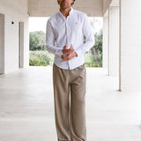 Freddie Relaxed Linen Trousers - Brown