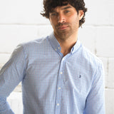 Conrad Long Sleeve Checked Shirt - Light Blue