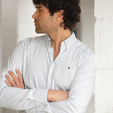 Conrad Long Sleeve Checked Shirt - White