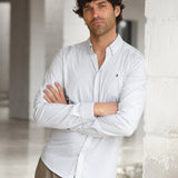 Conrad Long Sleeve Checked Shirt - White