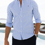 Isaac Long Sleeve Stripe Shirt - Light Blue