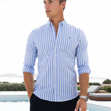 Isaac Long Sleeve Stripe Shirt - Light Blue