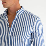 Isaac Long Sleeve Stripe Shirt - Navy