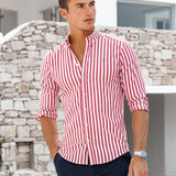 Isaac Long Sleeve Stripe Shirt - Red