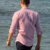 Isaac Long Sleeve Stripe Shirt - Red