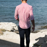 Isaac Long Sleeve Stripe Shirt - Red