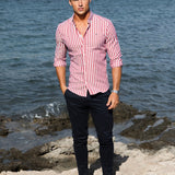 Isaac Long Sleeve Stripe Shirt - Red