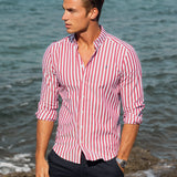 Isaac Long Sleeve Stripe Shirt - Red