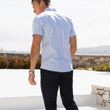 Isaac Short Sleeve Stripe Shirt - Light Blue