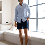 Conrad Long Sleeve Stripe Shirt - Navy
