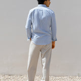 Conrad Long Sleeve Stripe Shirt - Navy