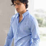 Elias Long Sleeve Stripe Shirt - Light Blue