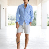 Elias Long Sleeve Stripe Shirt - Light Blue