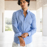 Elias Long Sleeve Stripe Shirt - Light Blue